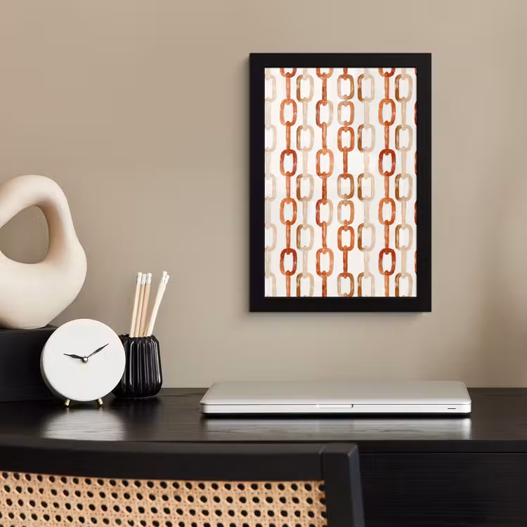 Schakels - Patroon - Aquarel - Terracotta fotolijst zwart zonder passe partout klein 224 -sfeer1