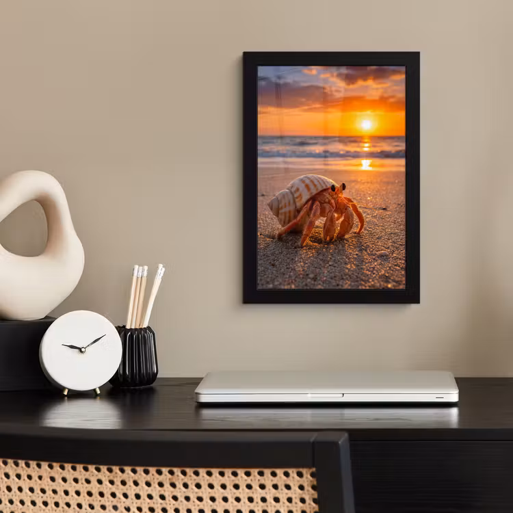 Kreeft - Strand - Natuur - Zonsondergang - Oranje fotolijst zwart zonder passe partout klein -sfeer1