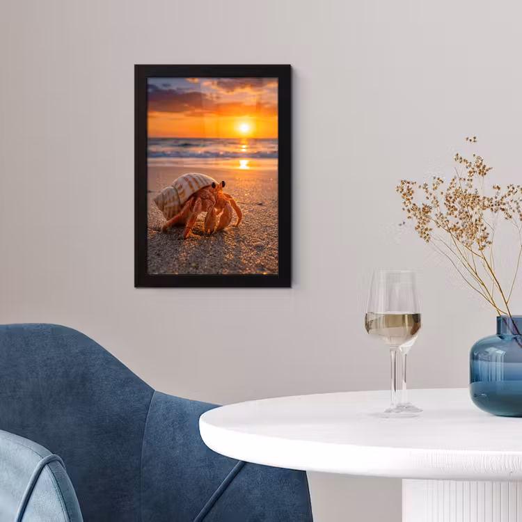 Kreeft - Strand - Natuur - Zonsondergang - Oranje fotolijst zwart zonder passe partout klein -sfeer4