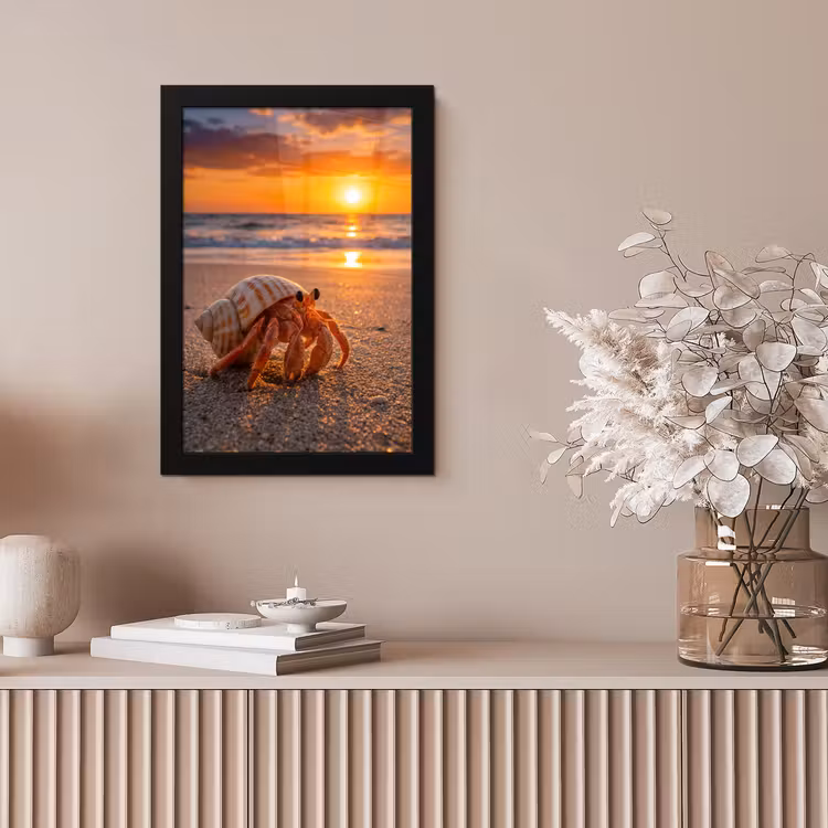 Kreeft - Strand - Natuur - Zonsondergang - Oranje fotolijst zwart zonder passe partout klein -sfeer5