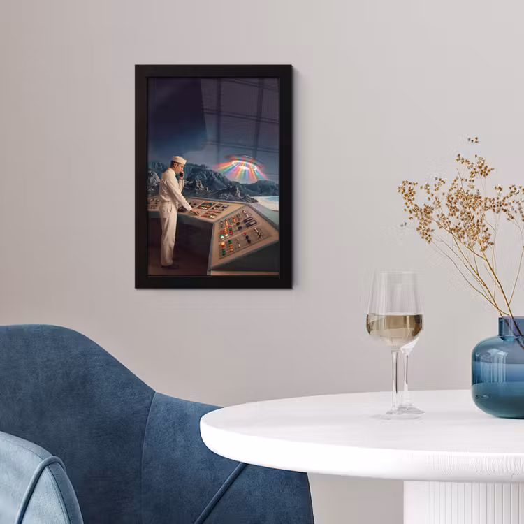 Framed Prints - Man - Control Room - Beach - Man - Controlekamer - Strand fotolijst zwart zonder passe partout klein