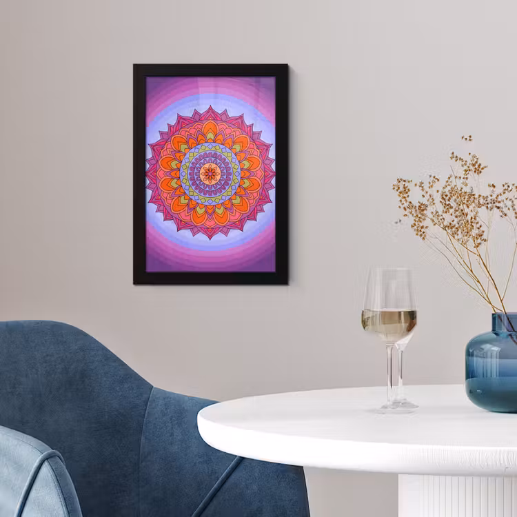 Mandala - Cirkel - Abstract - Kleurrijk - Patroon fotolijst zwart zonder passe partout klein -sfeer4