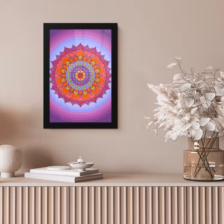 Mandala - Cirkel - Abstract - Kleurrijk - Patroon fotolijst zwart zonder passe partout klein -sfeer5
