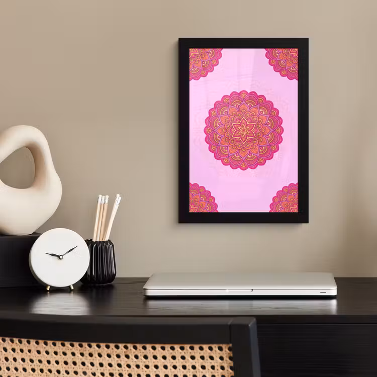 Mandala - Cirkel - Spiritueel - Oosters - Roze fotolijst zwart zonder passe partout klein -sfeer1