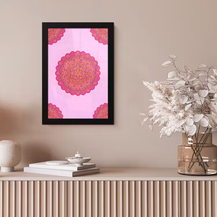 Mandala - Cirkel - Spiritueel - Oosters - Roze fotolijst zwart zonder passe partout klein -sfeer5