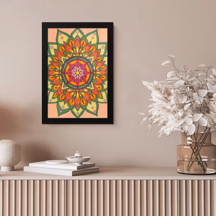 Mandala - Bloemen - Abstract - Kleurrijk fotolijst zwart zonder passe partout klein -sfeer5