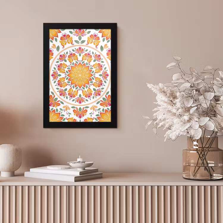 Mandala - Bloemen - Decoratie - Kleurrijk - Abstract fotolijst zwart zonder passe partout klein -sfeer5