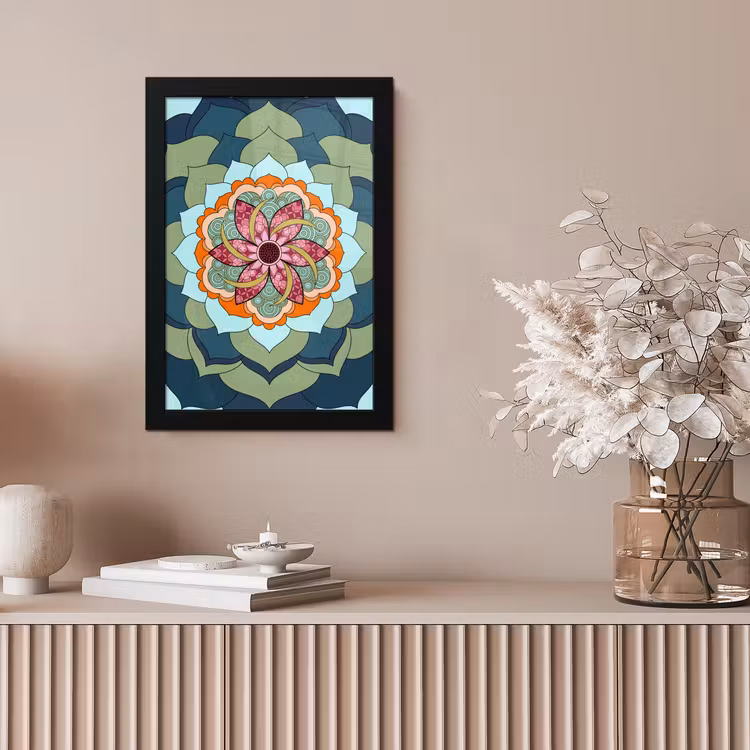 Mandala - Geometrisch - Kunst - Decoratief - Kleurrijk fotolijst zwart zonder passe partout klein -sfeer5