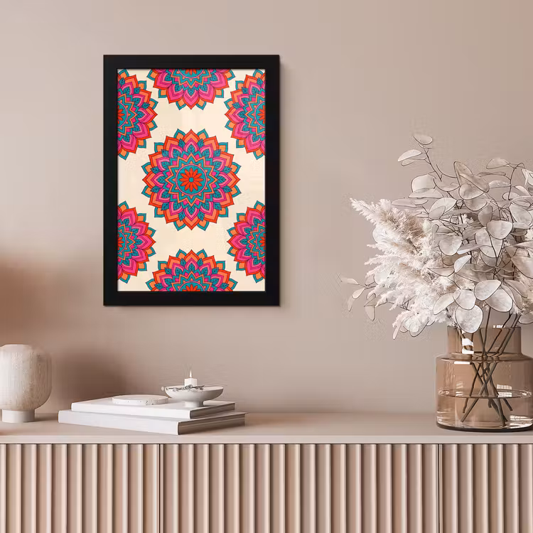 Mandala - Patroon - Abstract - Kleurrijk - Modern fotolijst zwart zonder passe partout klein -sfeer5