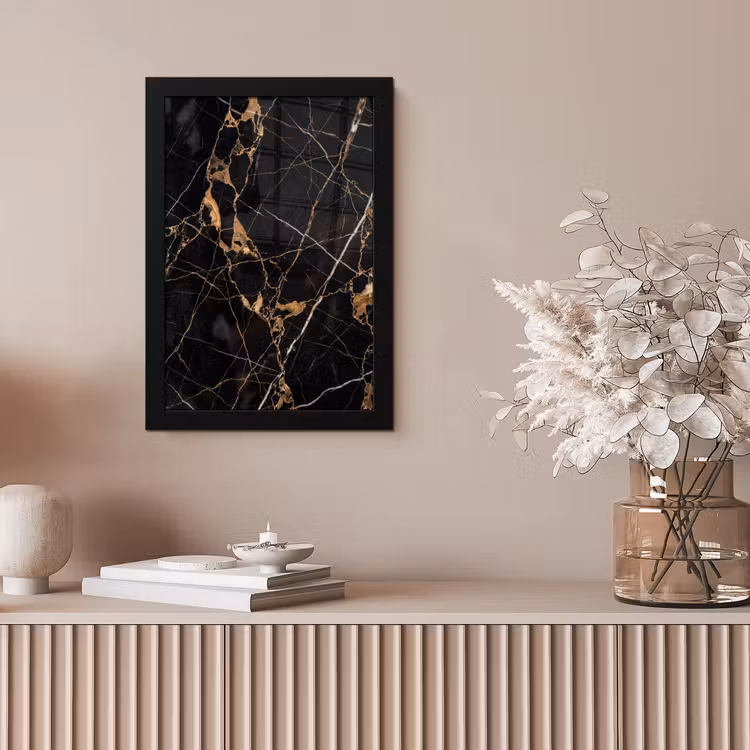 Marmer - Goud - Abstract - Zwart fotolijst zwart zonder passe partout klein -sfeer5