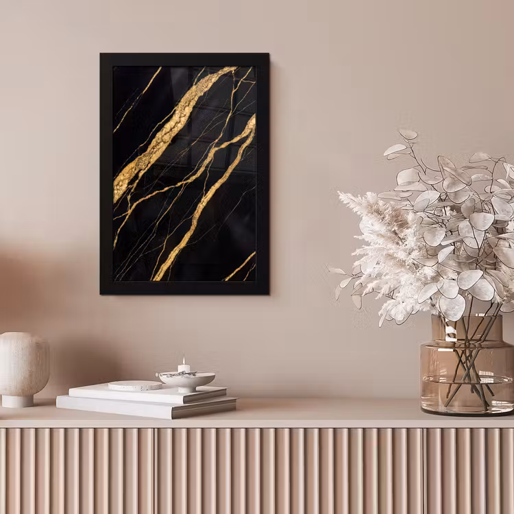 Marmer - Goud - Textuur - Abstract - Zwart fotolijst zwart zonder passe partout klein -sfeer5