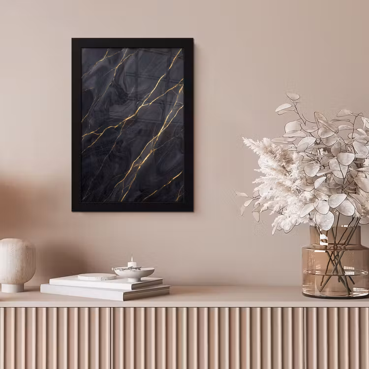 Marmer - Goudaders - Abstract - Modern - Zwart fotolijst zwart zonder passe partout klein -sfeer5