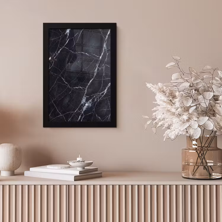 Marmer - Patroon - Modern - Zwart - Wit fotolijst zwart zonder passe partout klein -sfeer5