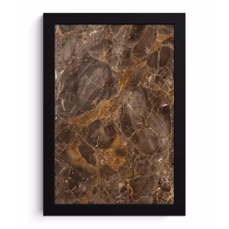 Marmer - Patroon - Natuur - Bruin - Goud fotolijst zwart zonder passe partout klein -3d