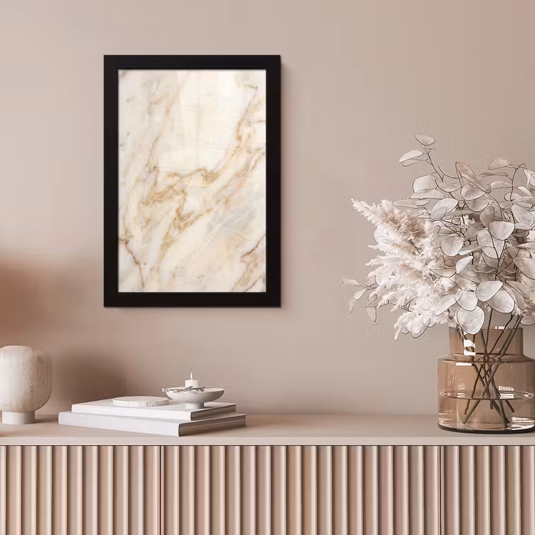 Marmer - Ader - Abstract - Wit - Goud fotolijst zwart zonder passe partout klein -sfeer5