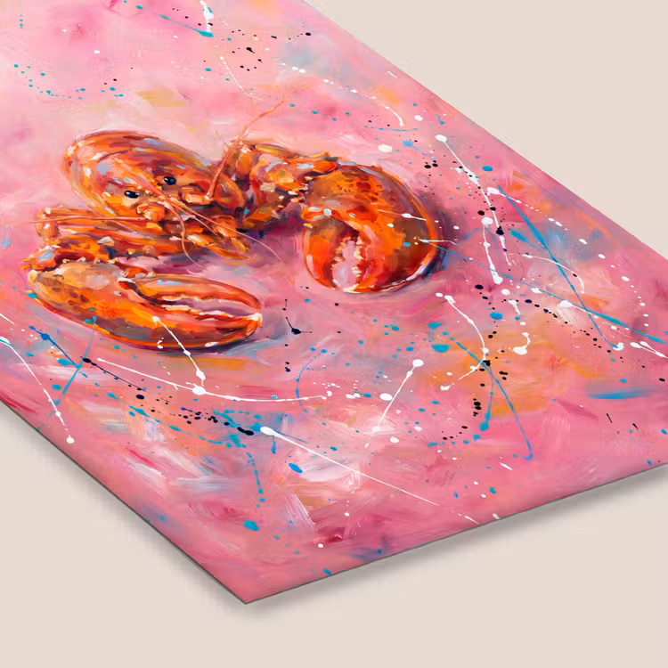 Zeeleven - Kreeft - Spatters - Abstract - Roze fotolijst zwart zonder passe partout klein -zsfeer6