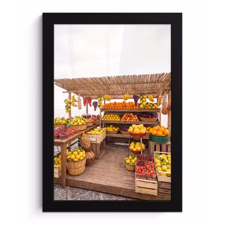Framed Prints - Market Stall - Fruit - Fresh - Marktkraam - Fruit - Vers fotolijst zwart zonder passe partout klein
