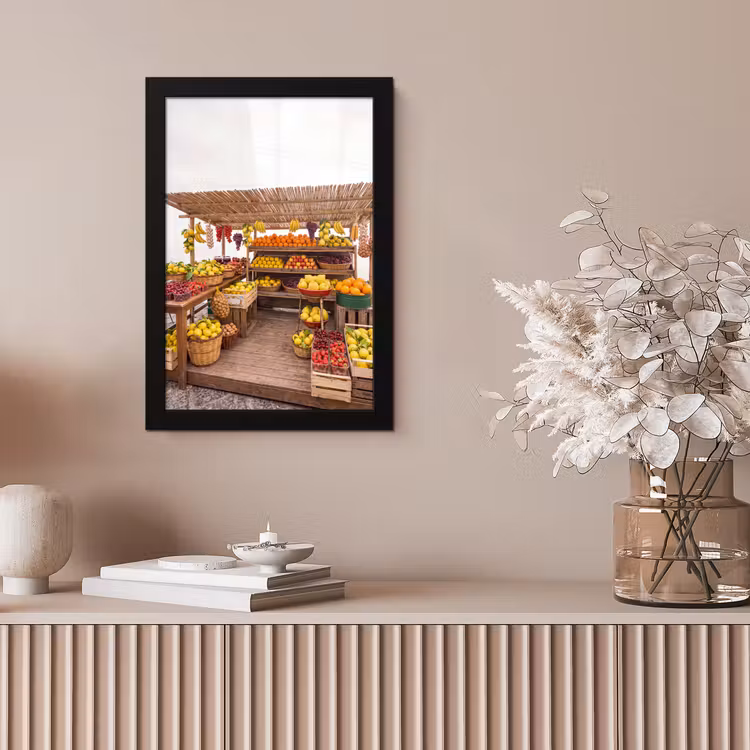 Framed Prints - Market Stall - Fruit - Fresh - Marktkraam - Fruit - Vers fotolijst zwart zonder passe partout klein