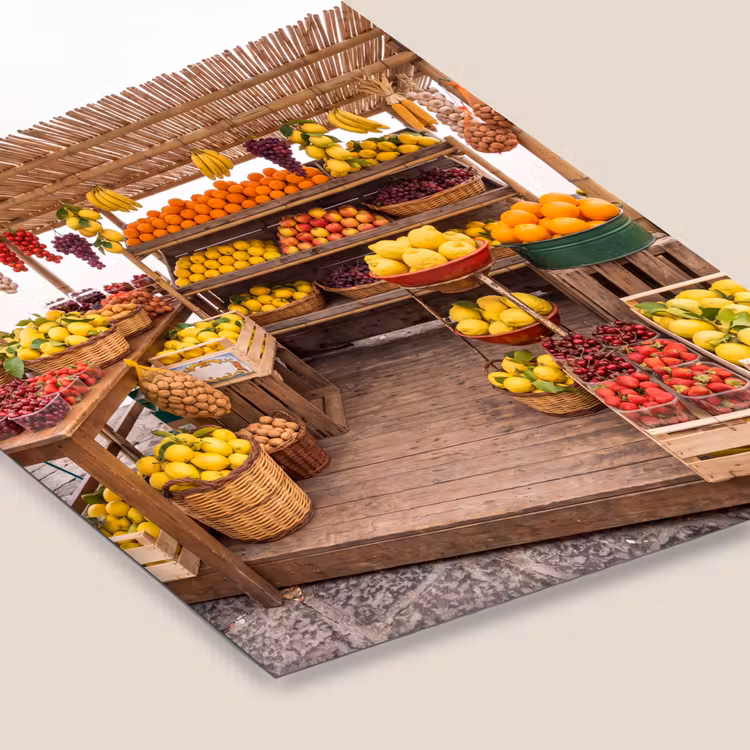 Framed Prints - Market Stall - Fruit - Fresh - Marktkraam - Fruit - Vers fotolijst zwart zonder passe partout klein