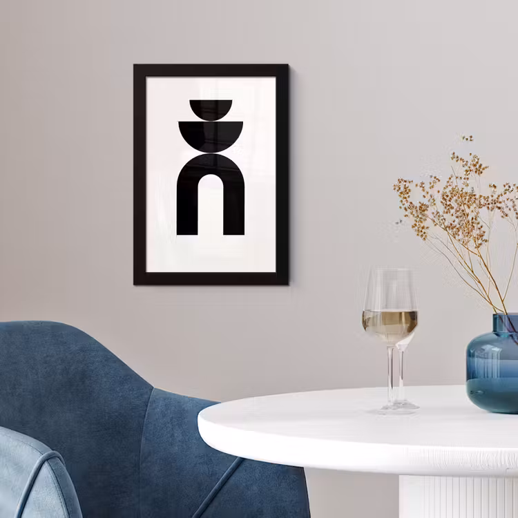 Framed Prints - Minimalist - Art - White - Minimalistisch - Kunst - Wit fotolijst zwart zonder passe partout klein