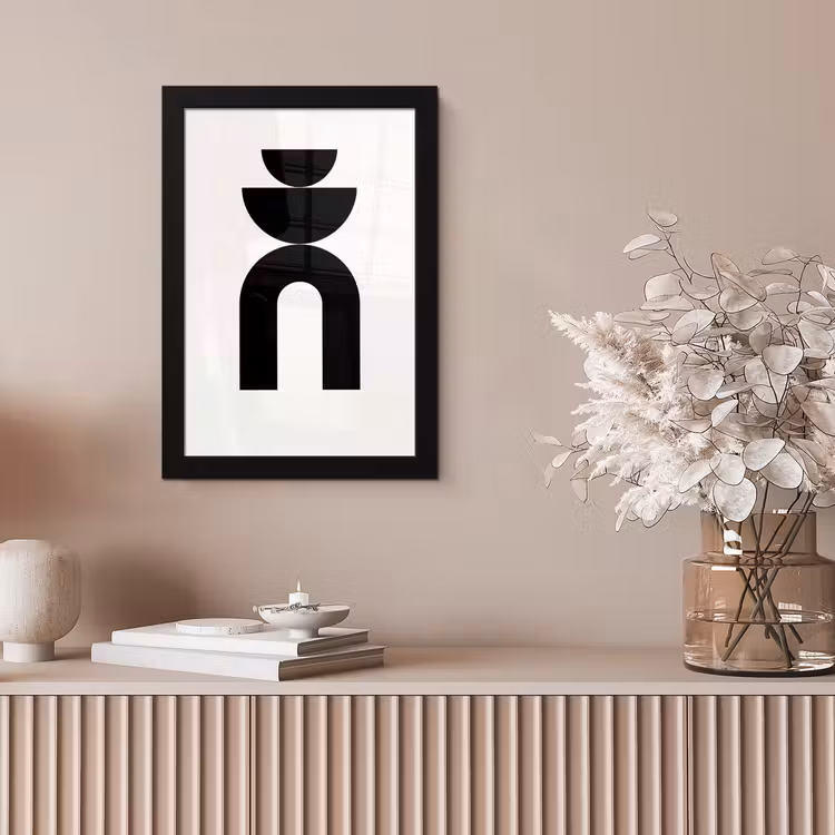 Framed Prints - Minimalist - Art - White - Minimalistisch - Kunst - Wit fotolijst zwart zonder passe partout klein