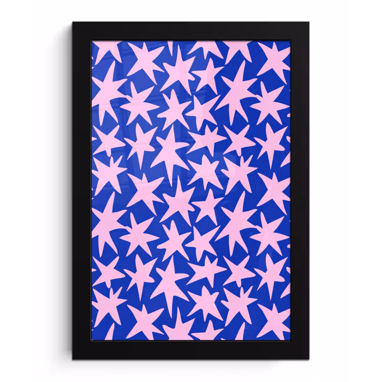 Modern - Sterren - Blauw fotolijst zwart zonder passe partout klein 224 -3d