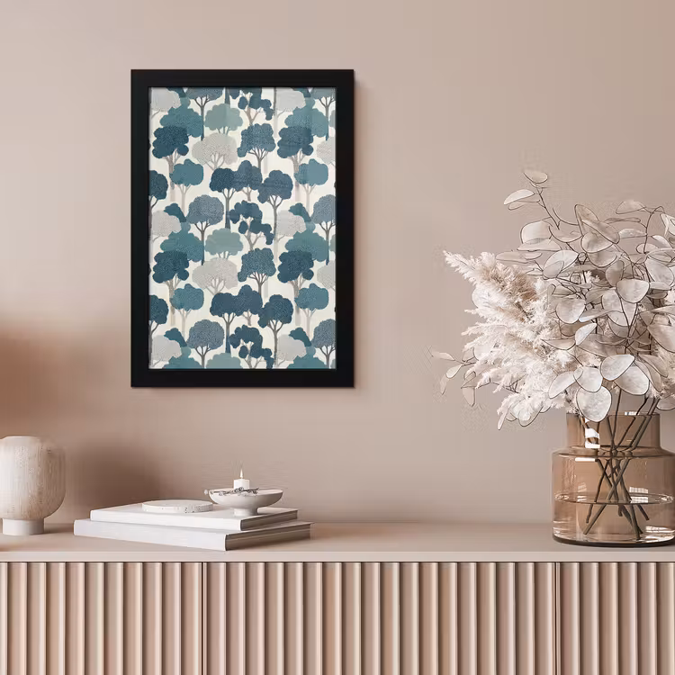 Modern - Bomen - Bos - Patroon - Blauw fotolijst zwart zonder passe partout klein 224 -sfeer5