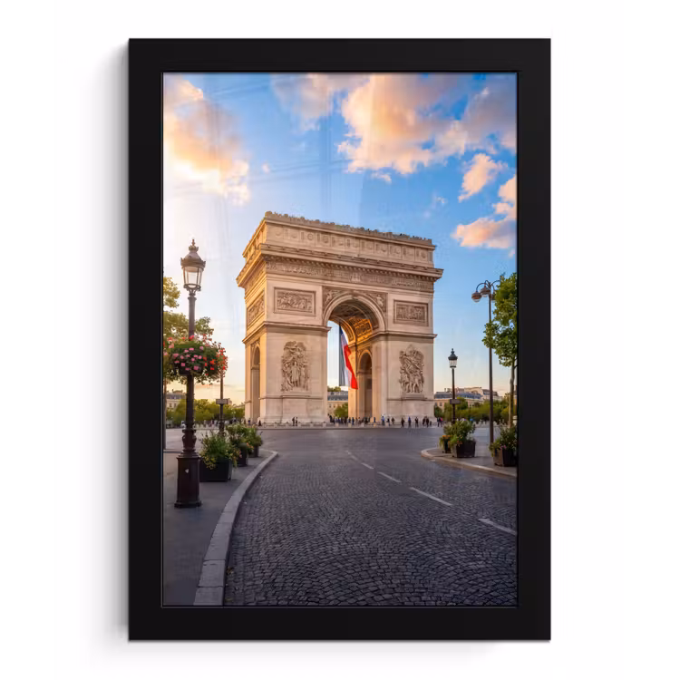 Monument - Parijs - Zonsondergang - Architectuur - Goud fotolijst zwart zonder passe partout klein -3d