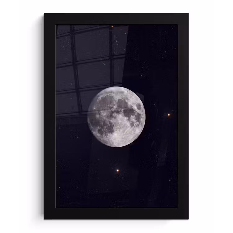 Framed Prints - Moon - Stars - Space - Maan - Sterren - Ruimte fotolijst zwart zonder passe partout klein