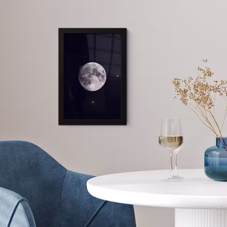Framed Prints - Moon - Stars - Space - Maan - Sterren - Ruimte fotolijst zwart zonder passe partout klein
