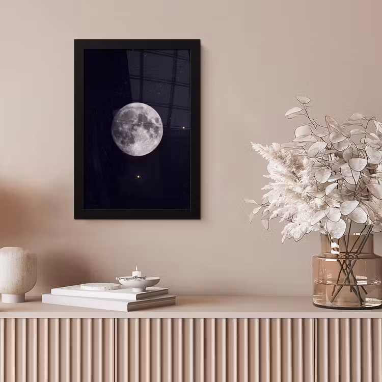 Framed Prints - Moon - Stars - Space - Maan - Sterren - Ruimte fotolijst zwart zonder passe partout klein
