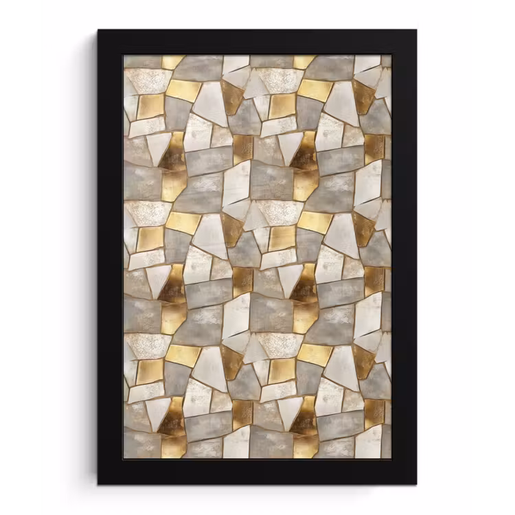 Mozaïek - Marmer - Goud fotolijst zwart zonder passe partout klein 224 -3d