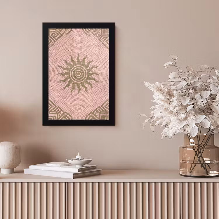 Mozaïek - Zon - Patroon - Klassiek - Roze fotolijst zwart zonder passe partout klein -sfeer5