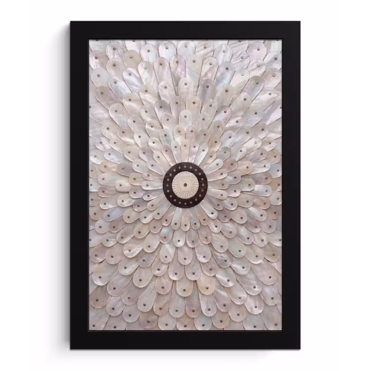 Parelmoer - Patroon - Decoratie - Ambacht - Wit fotolijst zwart zonder passe partout klein -3d
