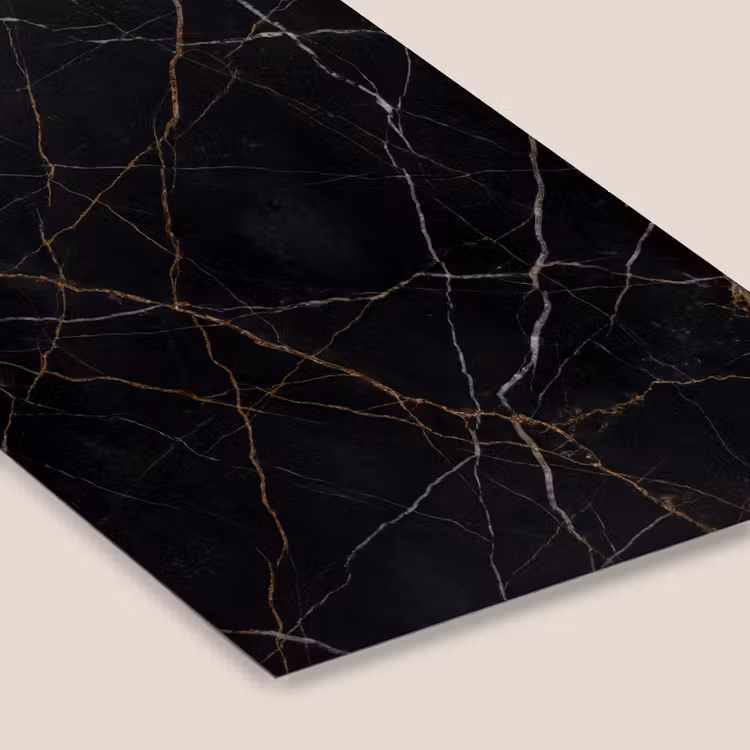 Natuursteen - Marmerpatroon - Abstract - Modern - Zwart - Goud fotolijst zwart zonder passe partout klein -zsfeer6