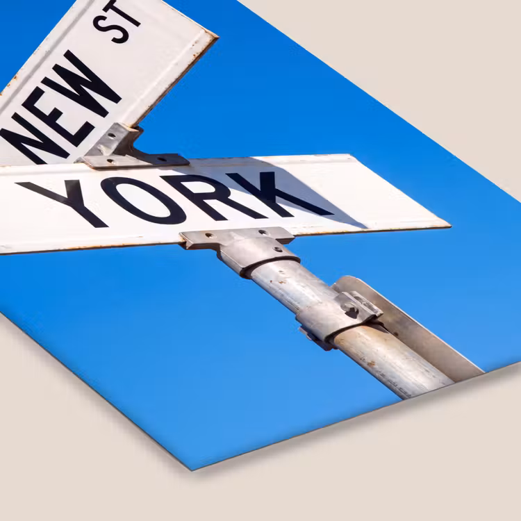 New York - Straatbord - Stad - Urban - Blauw fotolijst zwart zonder passe partout klein -zsfeer6
