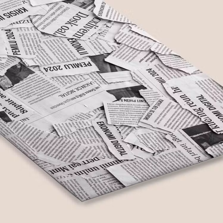 Krant - Versnipperd - Textuur - Zwart-wit - Abstract fotolijst zwart zonder passe partout klein -zsfeer6