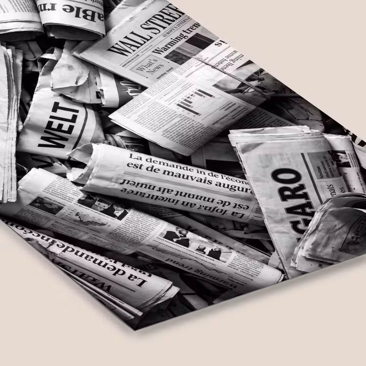 Krant - Stapel - Nieuws - Zwart-wit fotolijst zwart zonder passe partout klein -zsfeer6