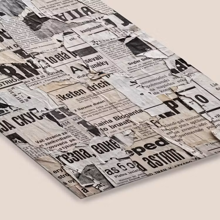 Krant - Gescheurd - Textuur - Abstract - Zwart-wit fotolijst zwart zonder passe partout klein -zsfeer6