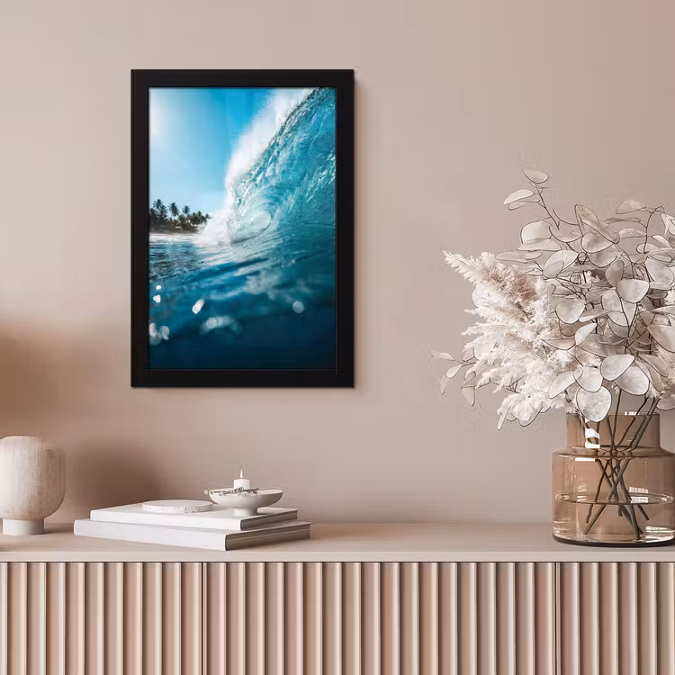 Oceaan - Golf - Strand - Natuur - Blauw fotolijst zwart zonder passe partout klein -sfeer5