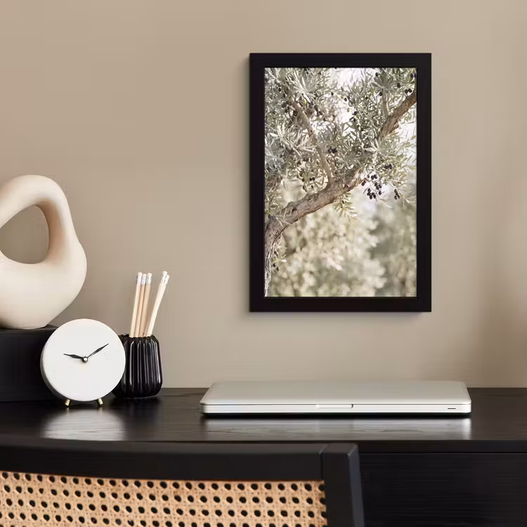 Framed Prints - Olive tree - branch - green - Olijfboom - tak - groen fotolijst zwart zonder passe partout klein