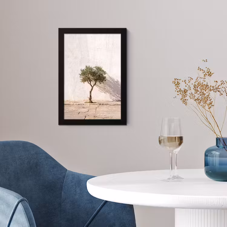 Framed Prints - Olive Tree - Wall - White - Olijfboom - muur - wit fotolijst zwart zonder passe partout klein