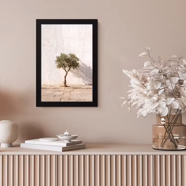Framed Prints - Olive Tree - Wall - White - Olijfboom - muur - wit fotolijst zwart zonder passe partout klein