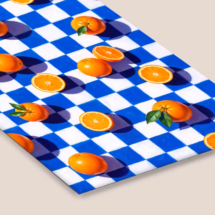 Framed Prints - Orange - Checkered - Food - Sinaasappel - Geruit - Eten fotolijst zwart zonder passe partout klein