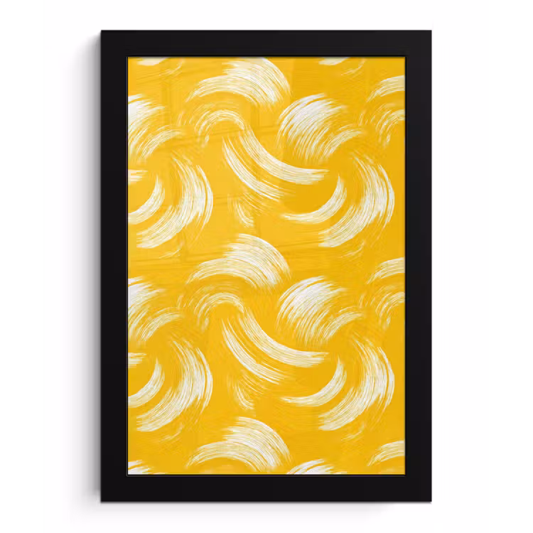 Verfstreken - Abstract - Dynamisch - Geel fotolijst zwart zonder passe partout klein 224 -3d