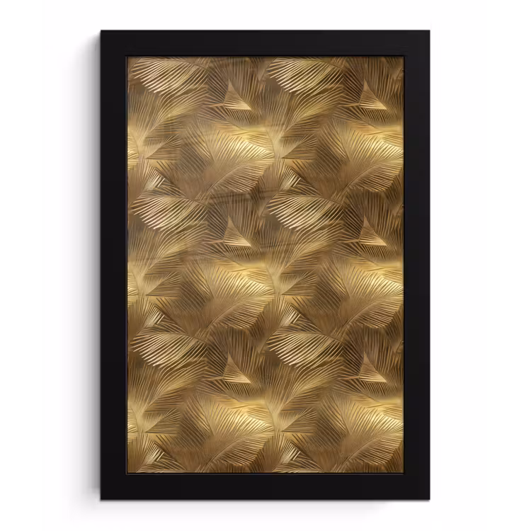 Palm - Waaier - Goud fotolijst zwart zonder passe partout klein 224 -3d