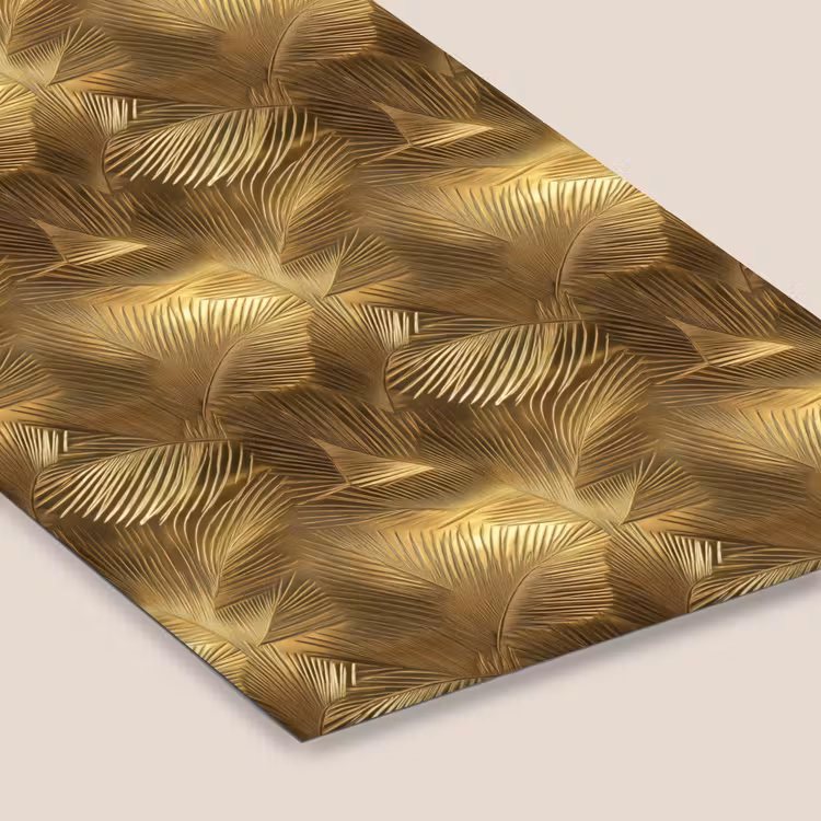 Palm - Waaier - Goud fotolijst zwart zonder passe partout klein 224 -zsfeer6