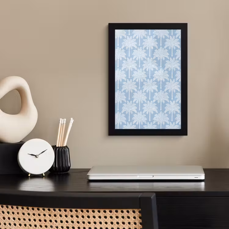 Palmboom - Modern - Blauw fotolijst zwart zonder passe partout klein 224 -sfeer1