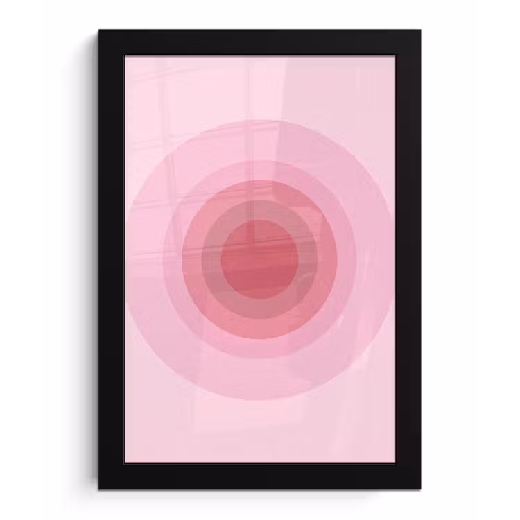 Patroon - Cirkels - Abstract - Roze - Modern fotolijst zwart zonder passe partout klein -3d