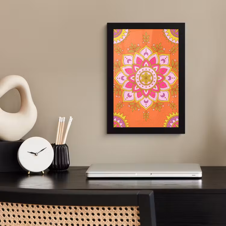 Patroon - Bloemmotief - Decoratie - Abstract - Roze fotolijst zwart zonder passe partout klein -sfeer1